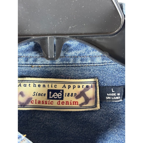 Lee Classic Denim Long Sleeve Button Up Shirt Embroidered Howard Bros Inc Size L - Picture 5 of 5